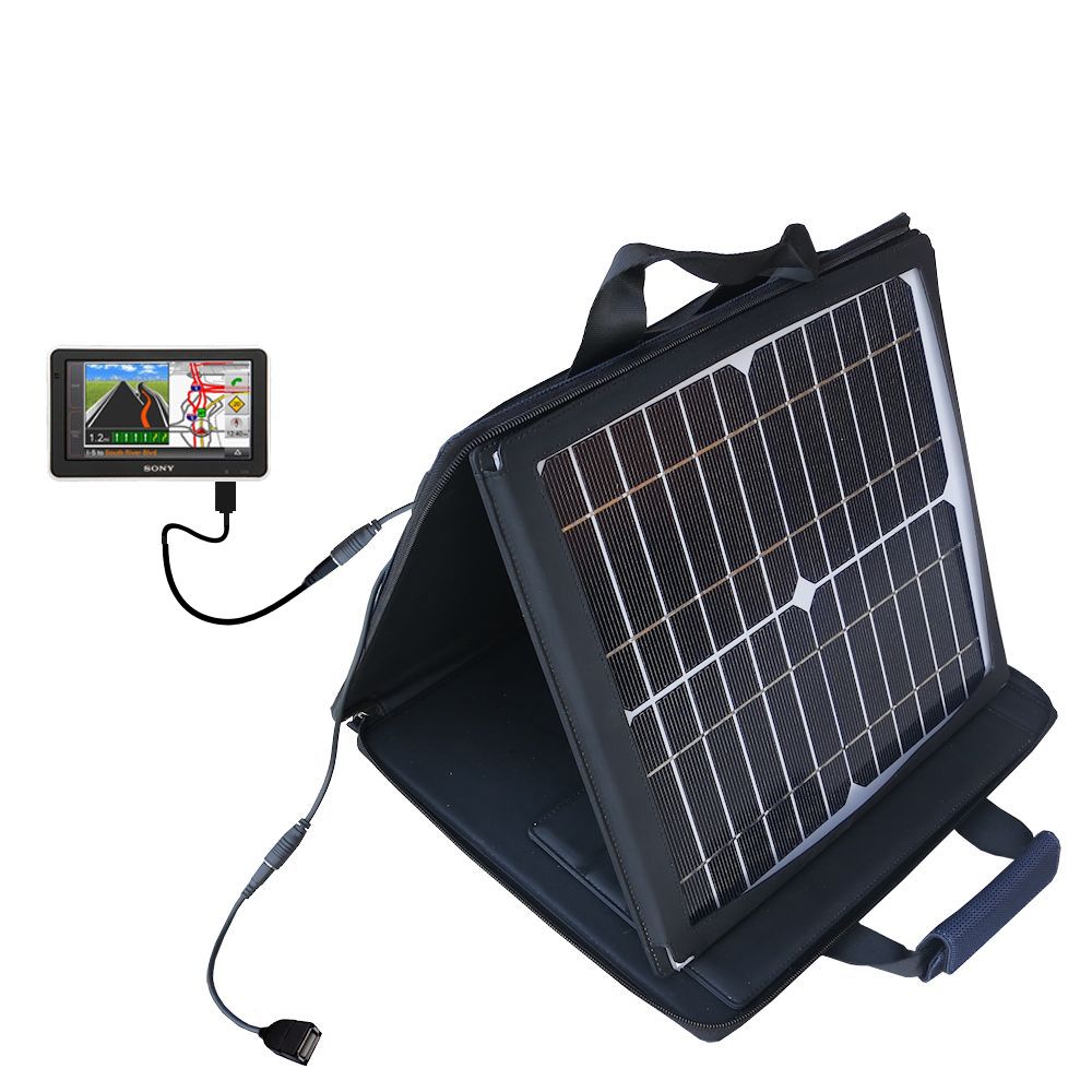 SunVolt Solar Charger compatible with the Sony Nav-U NV-U83T and one other device - charge from sun at wall outlet-like speed