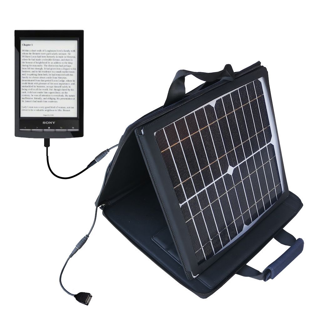 SunVolt Solar Charger compatible with the Sony PRS-T1 Reader and one other device - charge from sun at wall outlet-like speed
