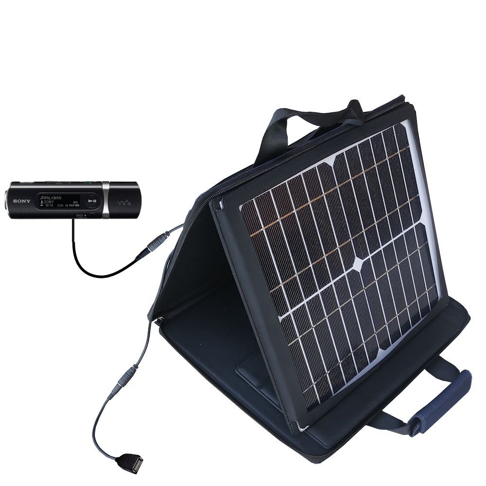 SunVolt Solar Charger compatible with the Sony Walkman NWZ-B103 B105 B133 B135 and one other device - charge from sun at wall outlet-like speed