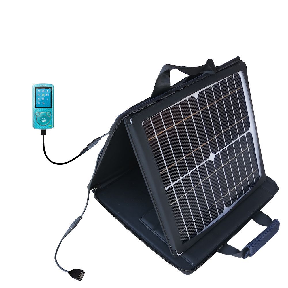 SunVolt Solar Charger compatible with the Sony Walkman NWZ-E364 E365 and one other device - charge from sun at wall outlet-like speed