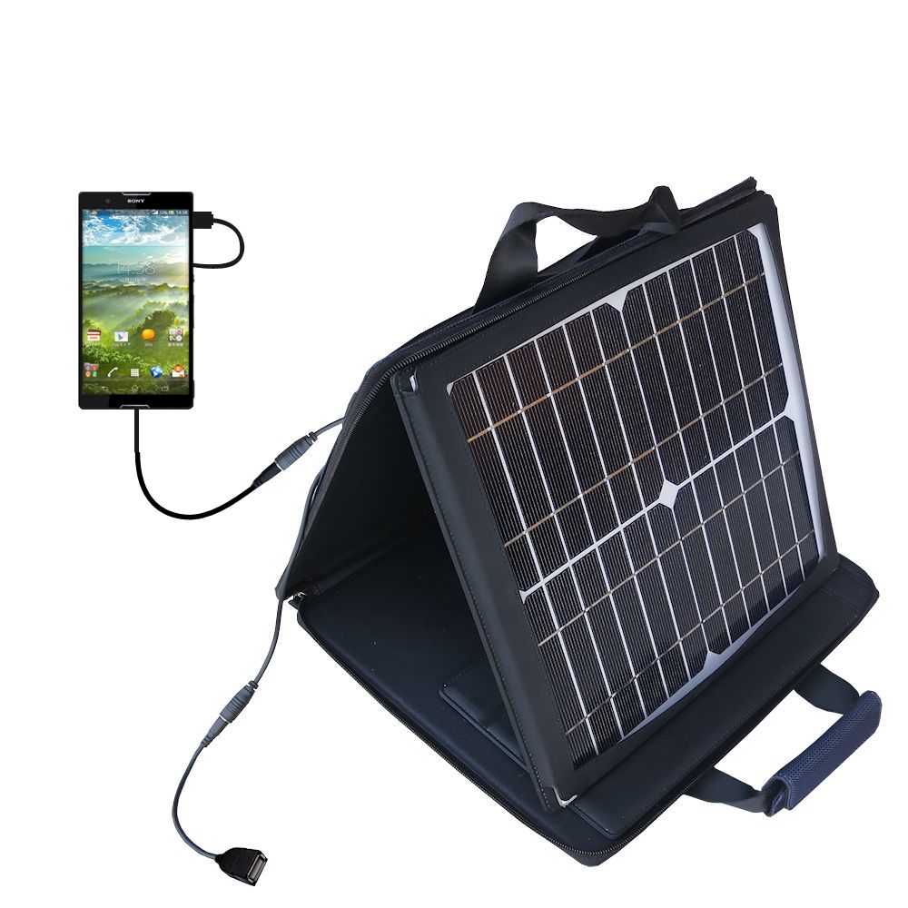 SunVolt Solar Charger compatible with the Sony Xperia Z1 and one other device - charge from sun at wall outlet-like speed