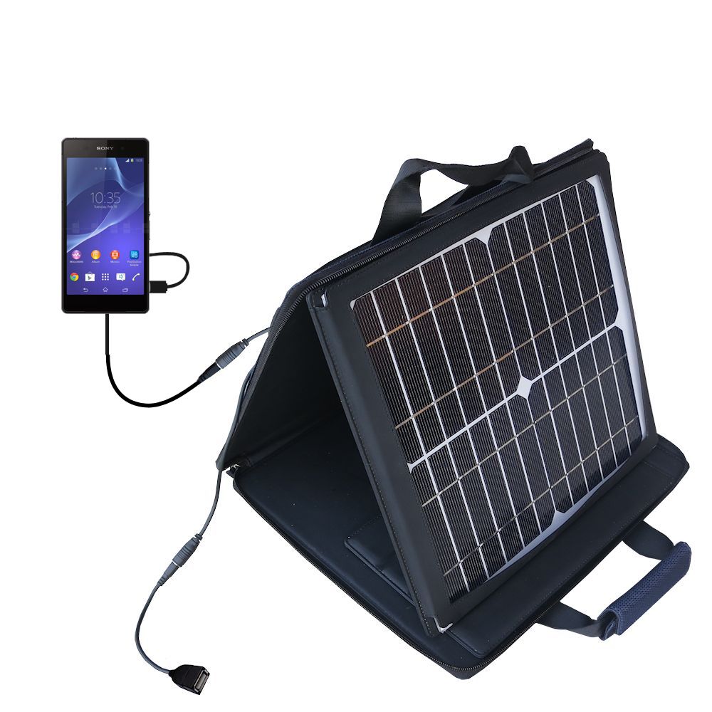 SunVolt Solar Charger compatible with the Sony Xperia Z2 and one other device - charge from sun at wall outlet-like speed