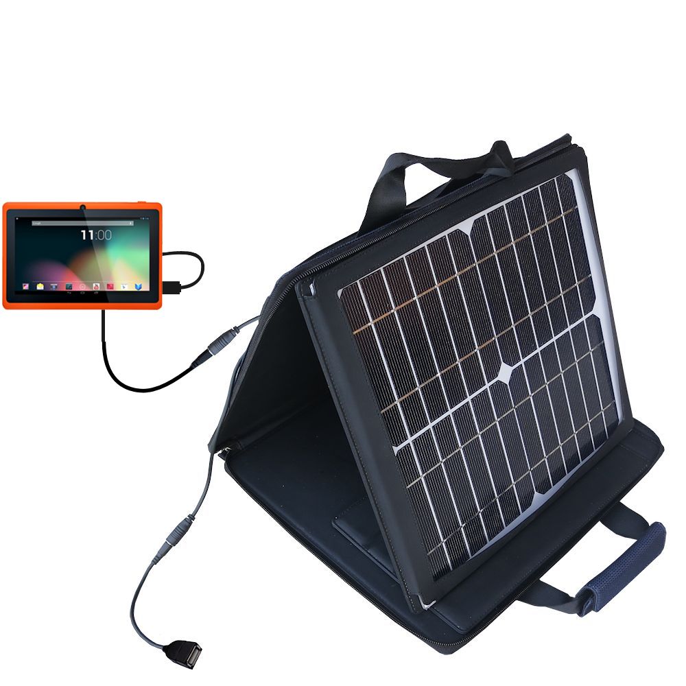 SunVolt Solar Charger compatible with the Tablet Express Dragon Touch 7 inch Y88 R7 and one other device - charge from sun at wall outlet-like speed