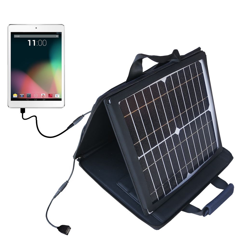 SunVolt Solar Charger compatible with the Tablet Express Dragon Touch elite mini 7.85 inch R8 and one other device - charge from sun at wall outlet-like speed