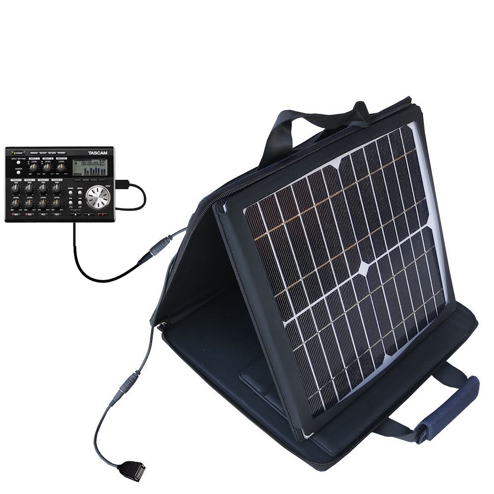 SunVolt Solar Charger compatible with the Tascam DP-004 and one other device - charge from sun at wall outlet-like speed