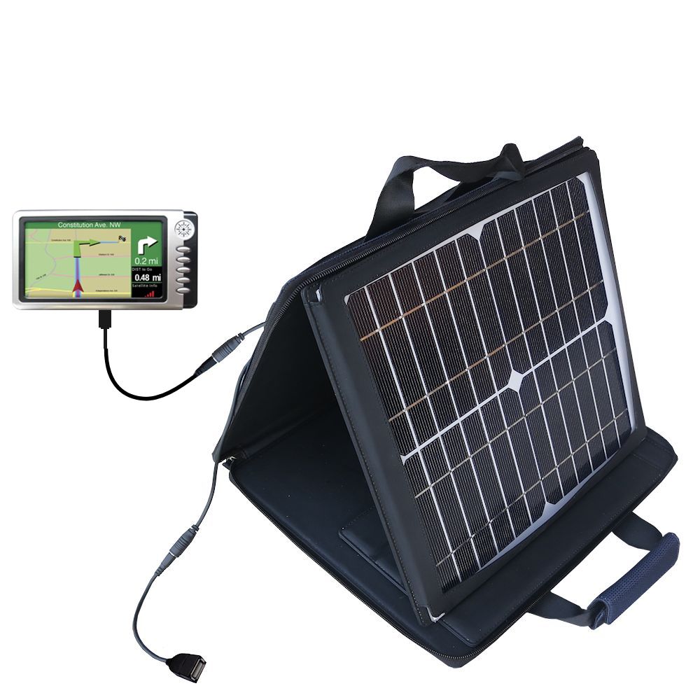 SunVolt Solar Charger compatible with the Teletype WorldNav 4100 and one other device - charge from sun at wall outlet-like speed