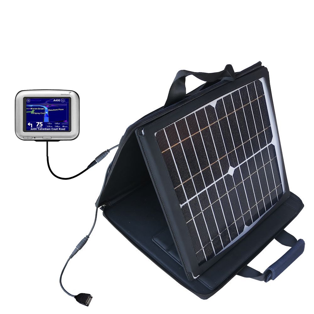 SunVolt Solar Charger compatible with the TomTom Go 300 and one other device - charge from sun at wall outlet-like speed
