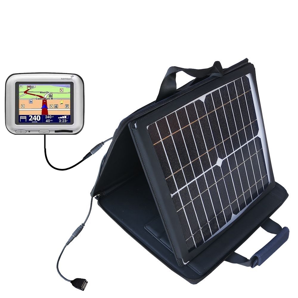 SunVolt Solar Charger compatible with the TomTom Go 500 and one other device - charge from sun at wall outlet-like speed