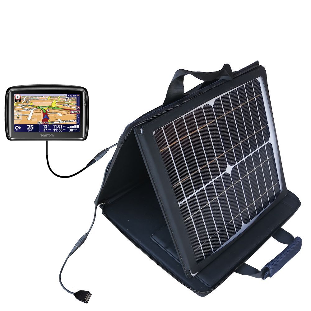 SunVolt Solar Charger compatible with the TomTom GO 540 and one other device - charge from sun at wall outlet-like speed