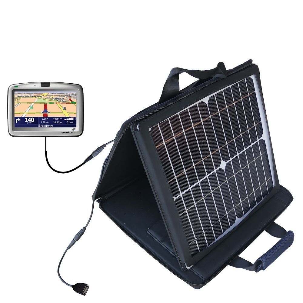 SunVolt Solar Charger compatible with the TomTom Go 710 and one other device - charge from sun at wall outlet-like speed