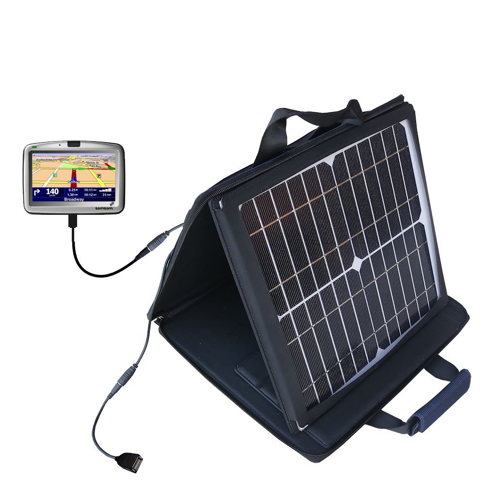 SunVolt Solar Charger compatible with the TomTom Go 900 and one other device - charge from sun at wall outlet-like speed