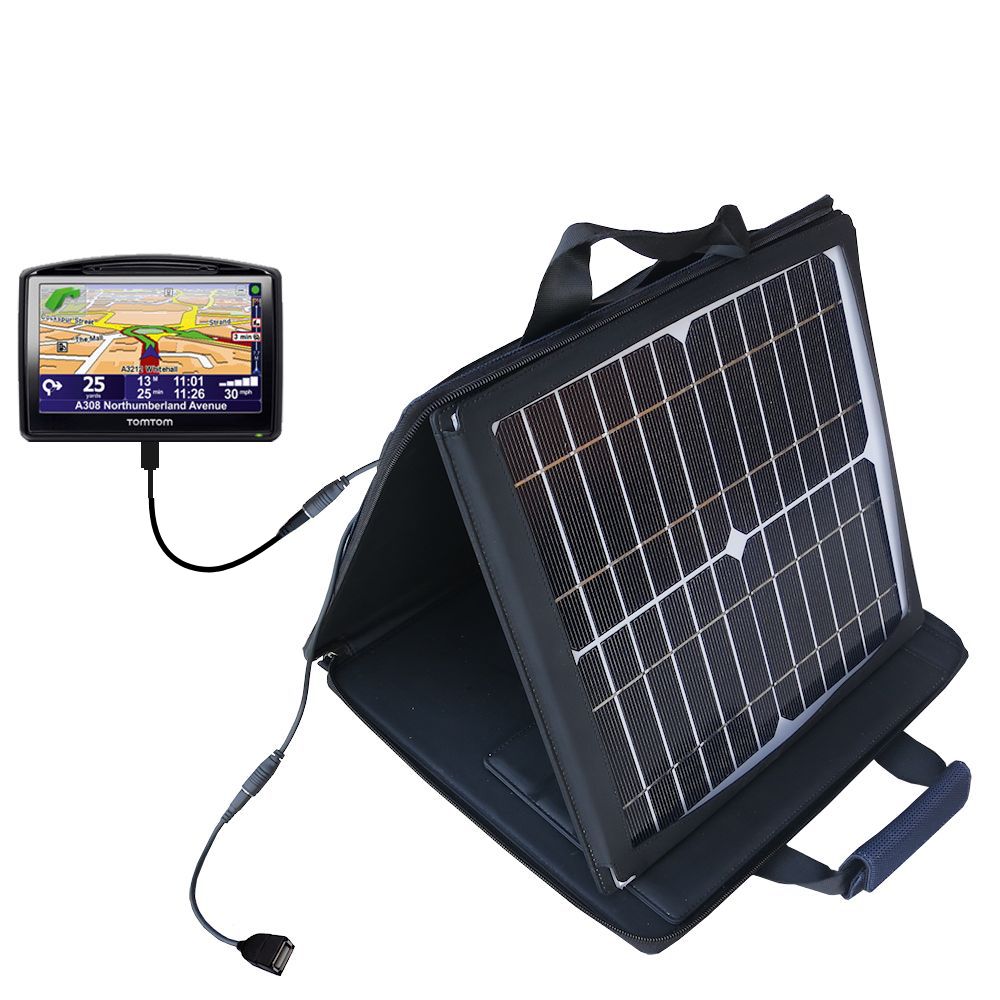 SunVolt Solar Charger compatible with the TomTom Go 930 and one other device - charge from sun at wall outlet-like speed