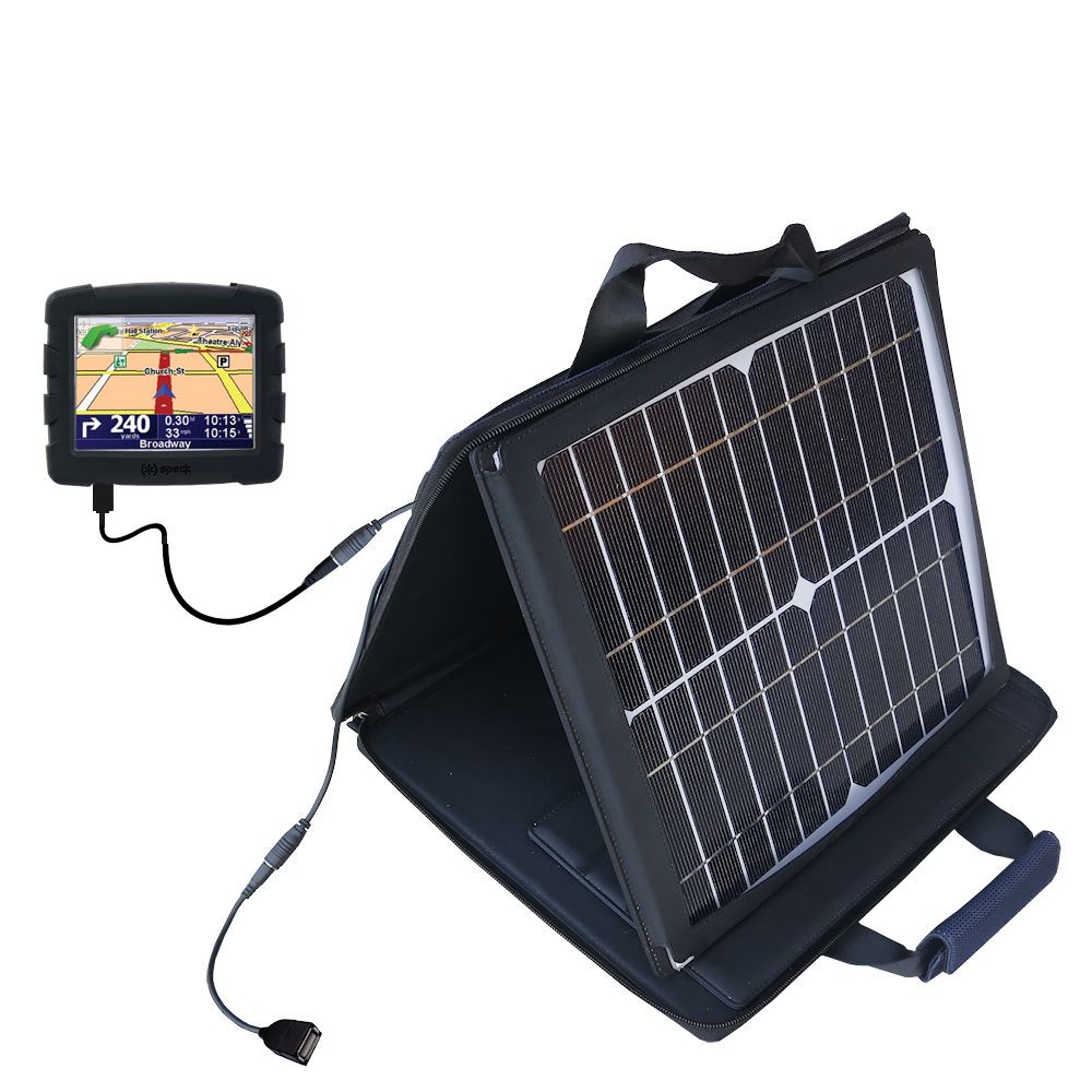 SunVolt Solar Charger compatible with the TomTom ONE 130 and one other device - charge from sun at wall outlet-like speed