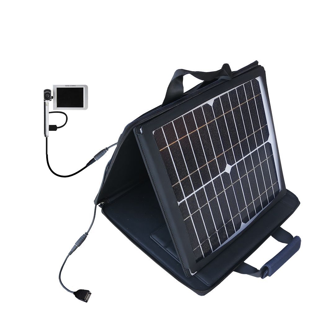 SunVolt Solar Charger compatible with the Toshiba Camileo S20 HD Camcorder and one other device - charge from sun at wall outlet-like speed