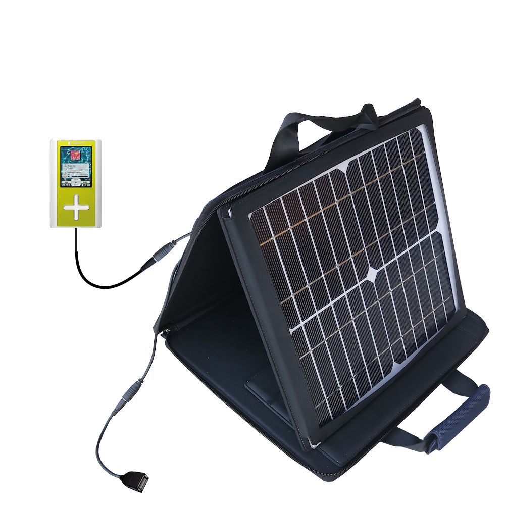 SunVolt Solar Charger compatible with the Toshiba Gigabeat F10 MEGF10 and one other device - charge from sun at wall outlet-like speed