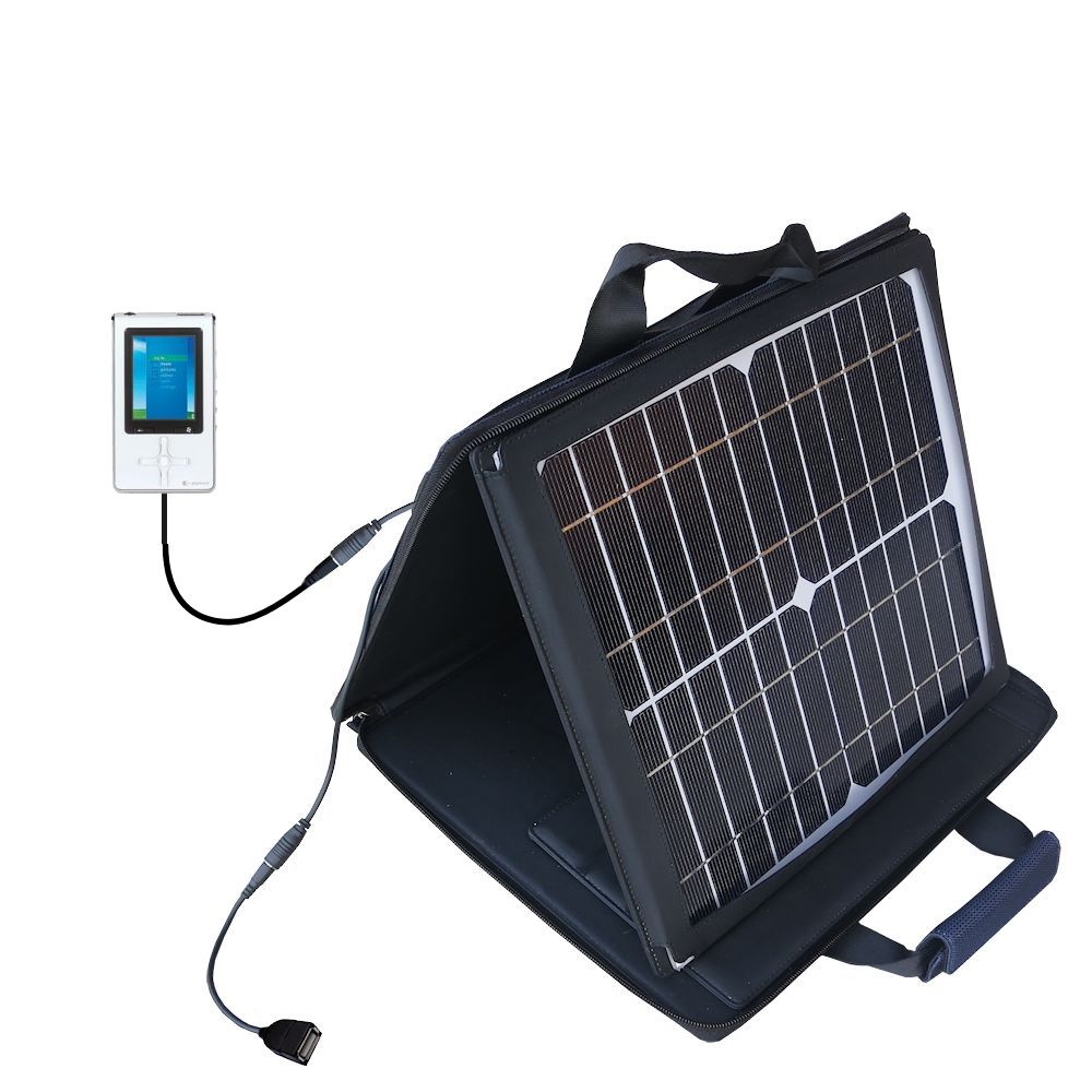 SunVolt Solar Charger compatible with the Toshiba Gigabeat S MES30VW and one other device - charge from sun at wall outlet-like speed