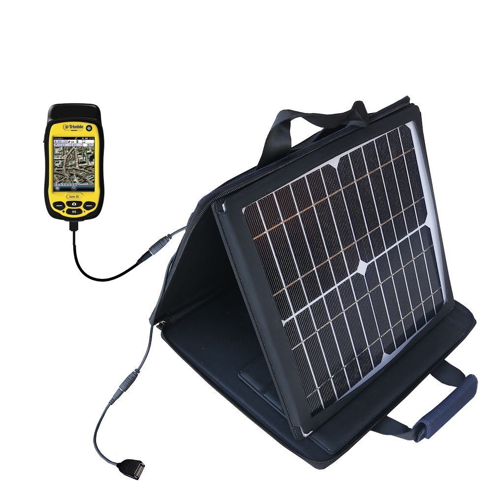 SunVolt Solar Charger compatible with the Trimble Juno 3D 3B 3E and one other device - charge from sun at wall outlet-like speed