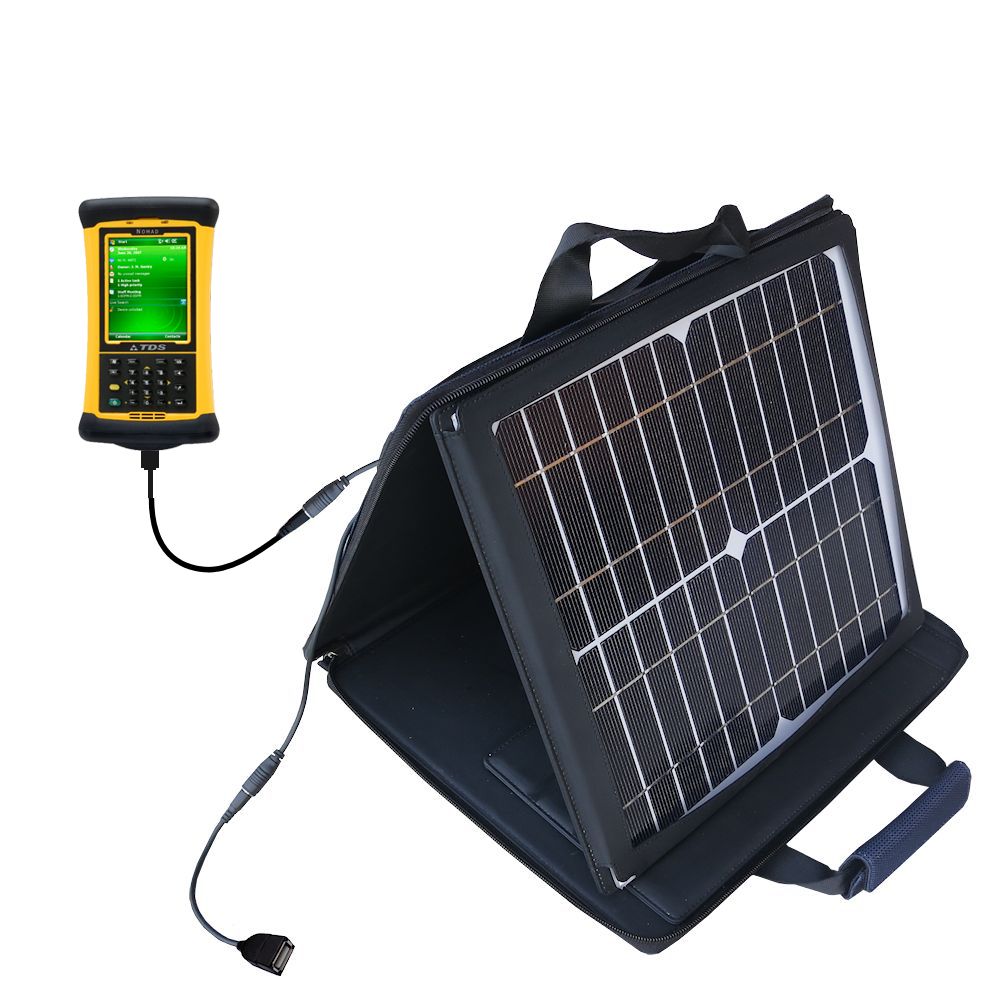 SunVolt Solar Charger compatible with the Trimble Nomad 900 GLC GLE GXE and one other device - charge from sun at wall outlet-like speed