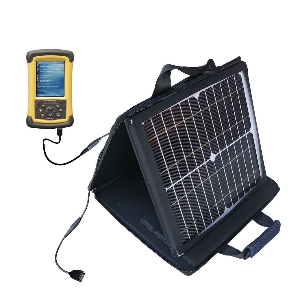 SunVolt Solar Charger compatible with the Trimble TDS Recon 200 / 200X and one other device - charge from sun at wall outlet-like speed