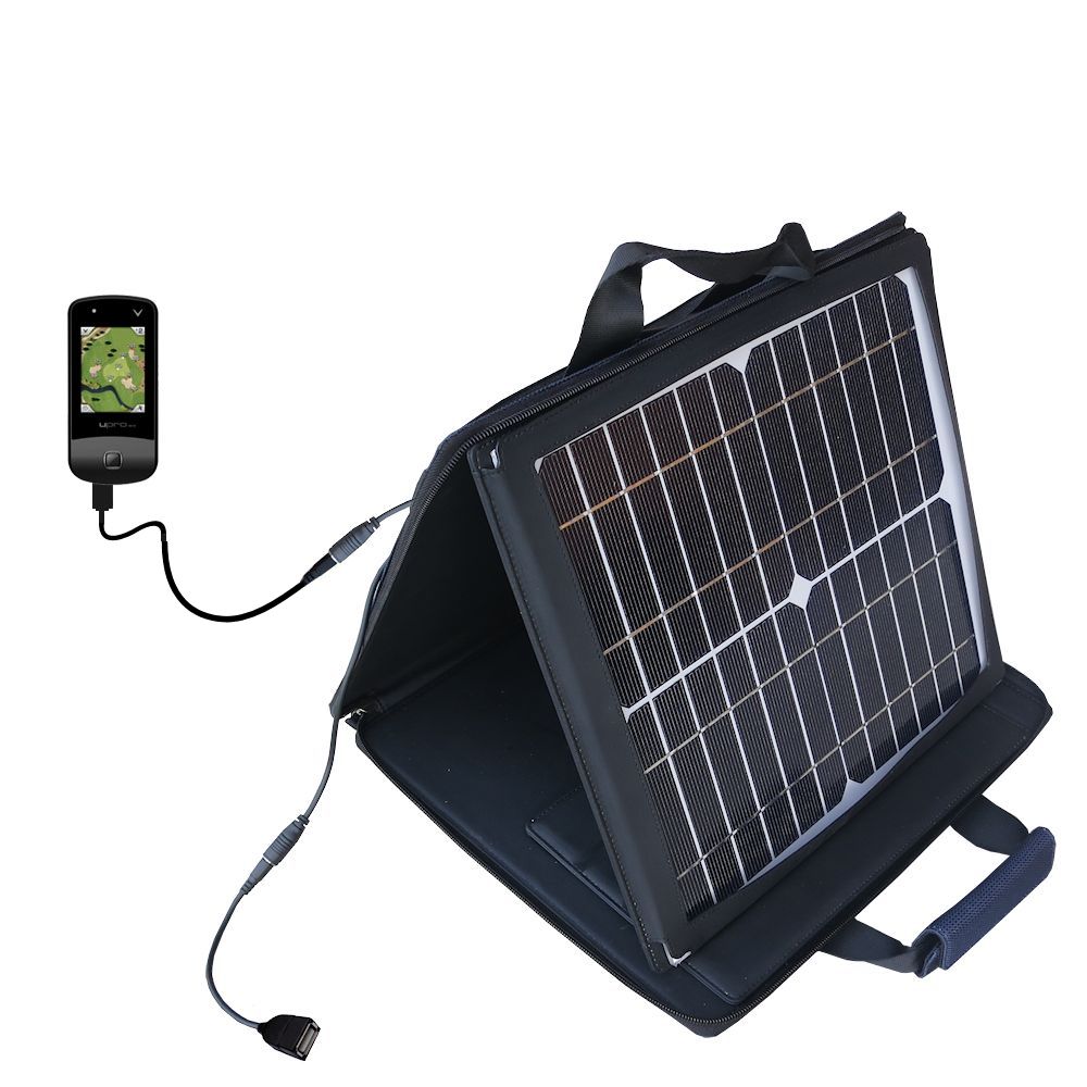 SunVolt Solar Charger compatible with the uPro uPro Golf GPS and one other device - charge from sun at wall outlet-like speed