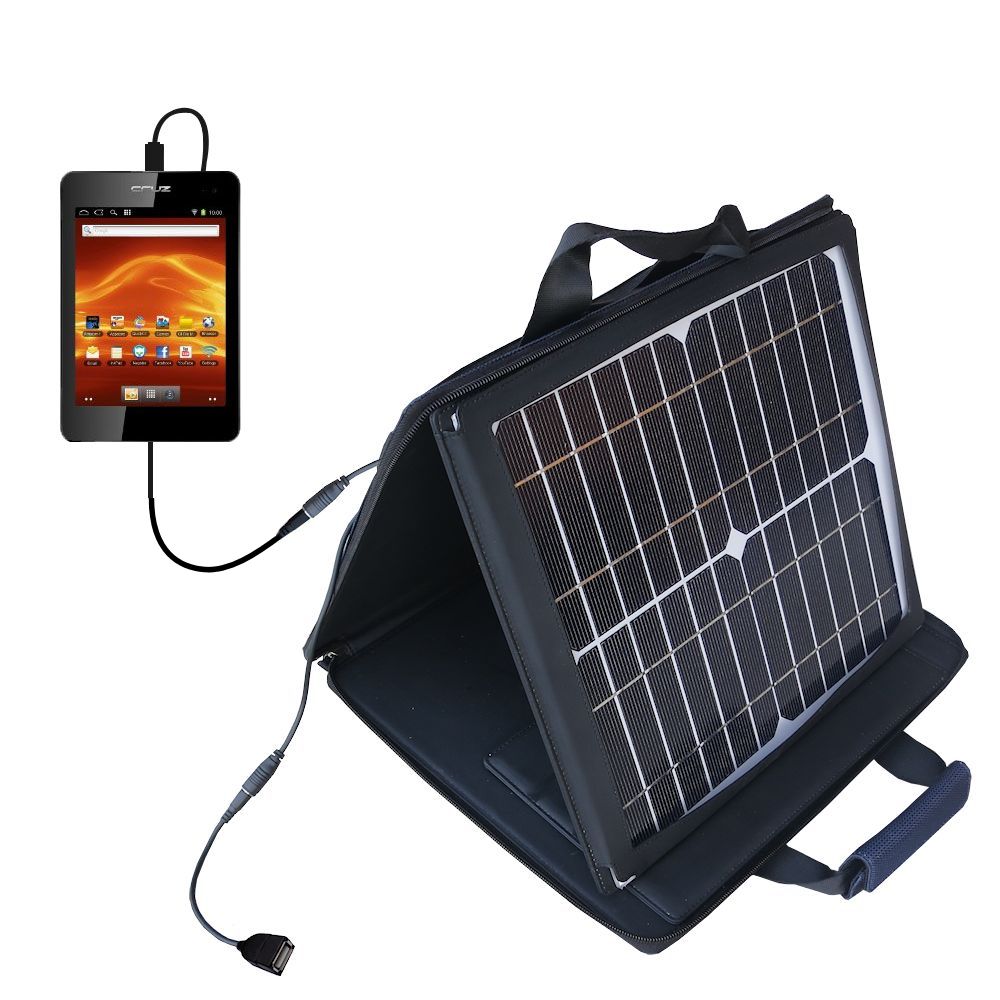 SunVolt Solar Charger compatible with the Velocity Micro Cruz T410 and one other device - charge from sun at wall outlet-like speed