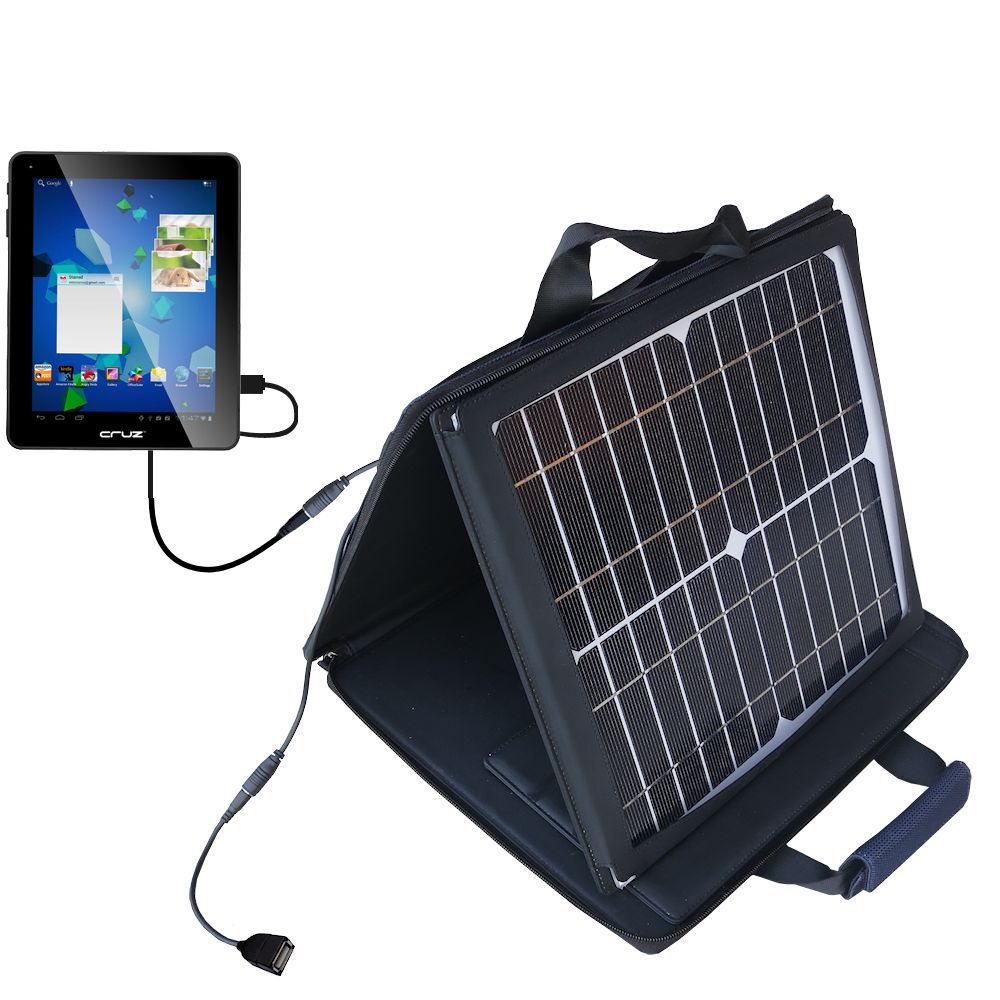SunVolt Solar Charger compatible with the Velocity Micro Cruz T510 and one other device - charge from sun at wall outlet-like speed