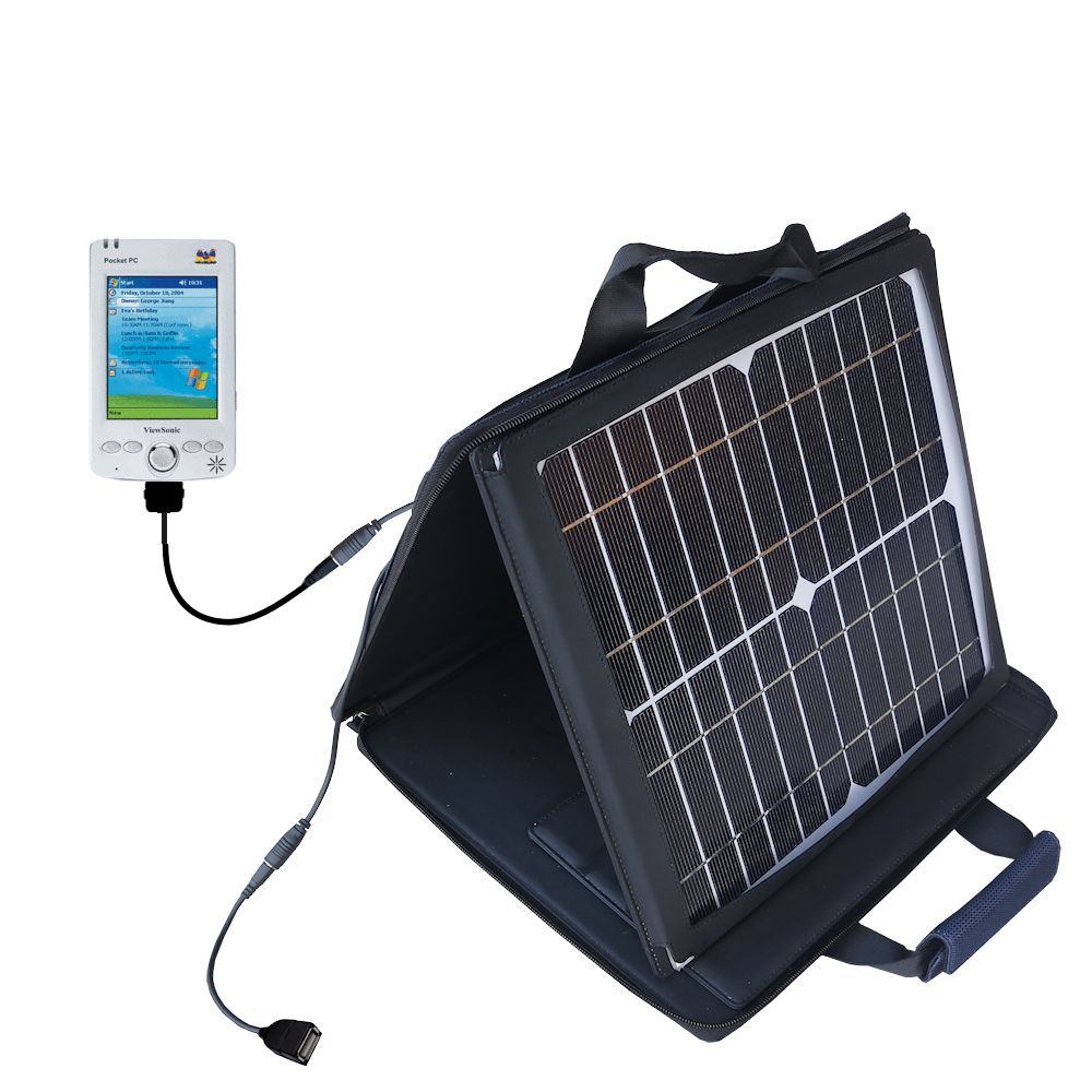 SunVolt Solar Charger compatible with the ViewSonic V36 and one other device - charge from sun at wall outlet-like speed