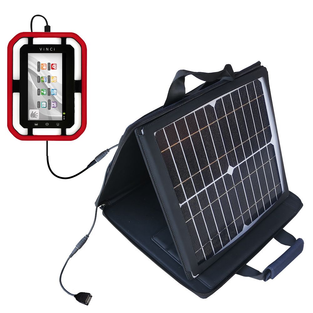 SunVolt Solar Charger compatible with the Vinci Tab II and one other device - charge from sun at wall outlet-like speed