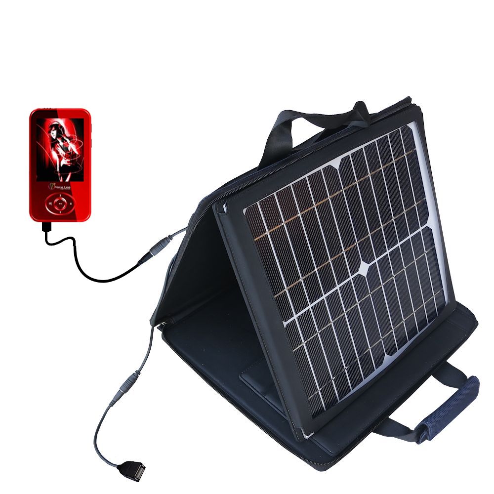 SunVolt Solar Charger compatible with the Visual Land V-Motion Pro ME-904 and one other device - charge from sun at wall outlet-like speed