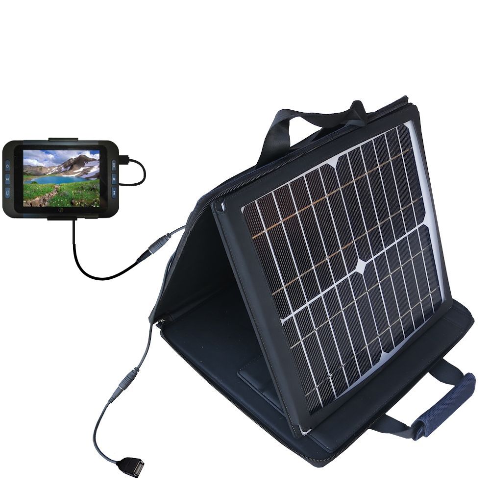 SunVolt Solar Charger compatible with the Visual Land V-Sport VL-901 and one other device - charge from sun at wall outlet-like speed