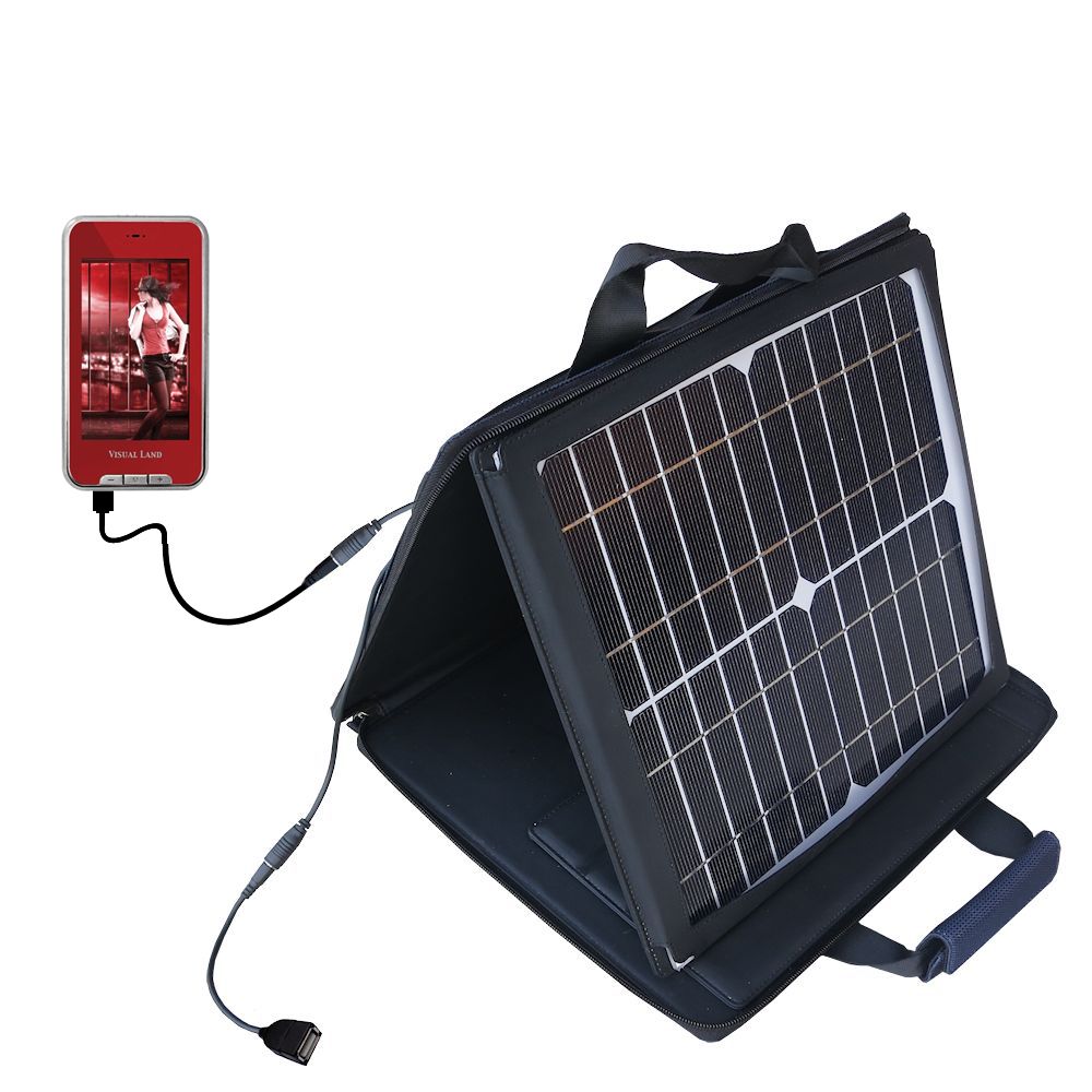 SunVolt Solar Charger compatible with the Visual Land V-Touch Pro ME-905 and one other device - charge from sun at wall outlet-like speed