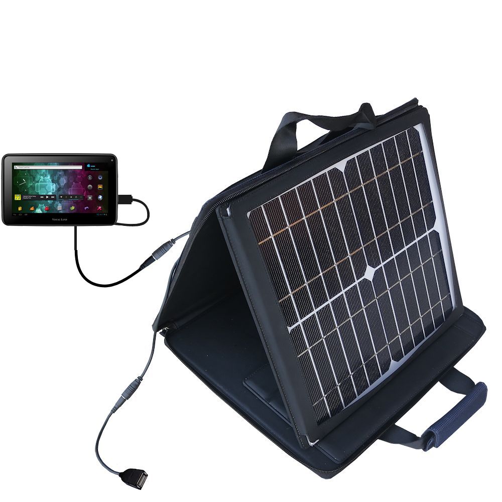 SunVolt Solar Charger compatible with the Visual Land Prestige 10 (ME-110) and one other device - charge from sun at wall outlet-like speed