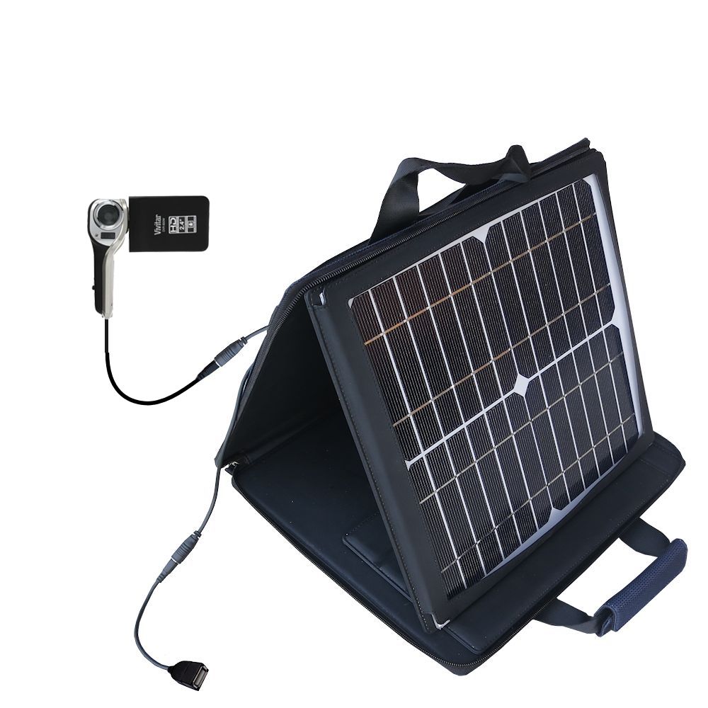 SunVolt Solar Charger compatible with the Vivitar DVR 850W and one other device - charge from sun at wall outlet-like speed