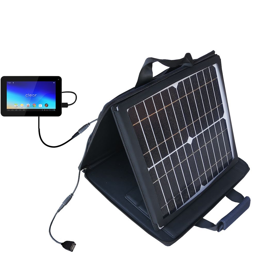 SunVolt Solar Charger compatible with the Wintec Filemate Clear 7 X2 X4 T720 and one other device - charge from sun at wall outlet-like speed