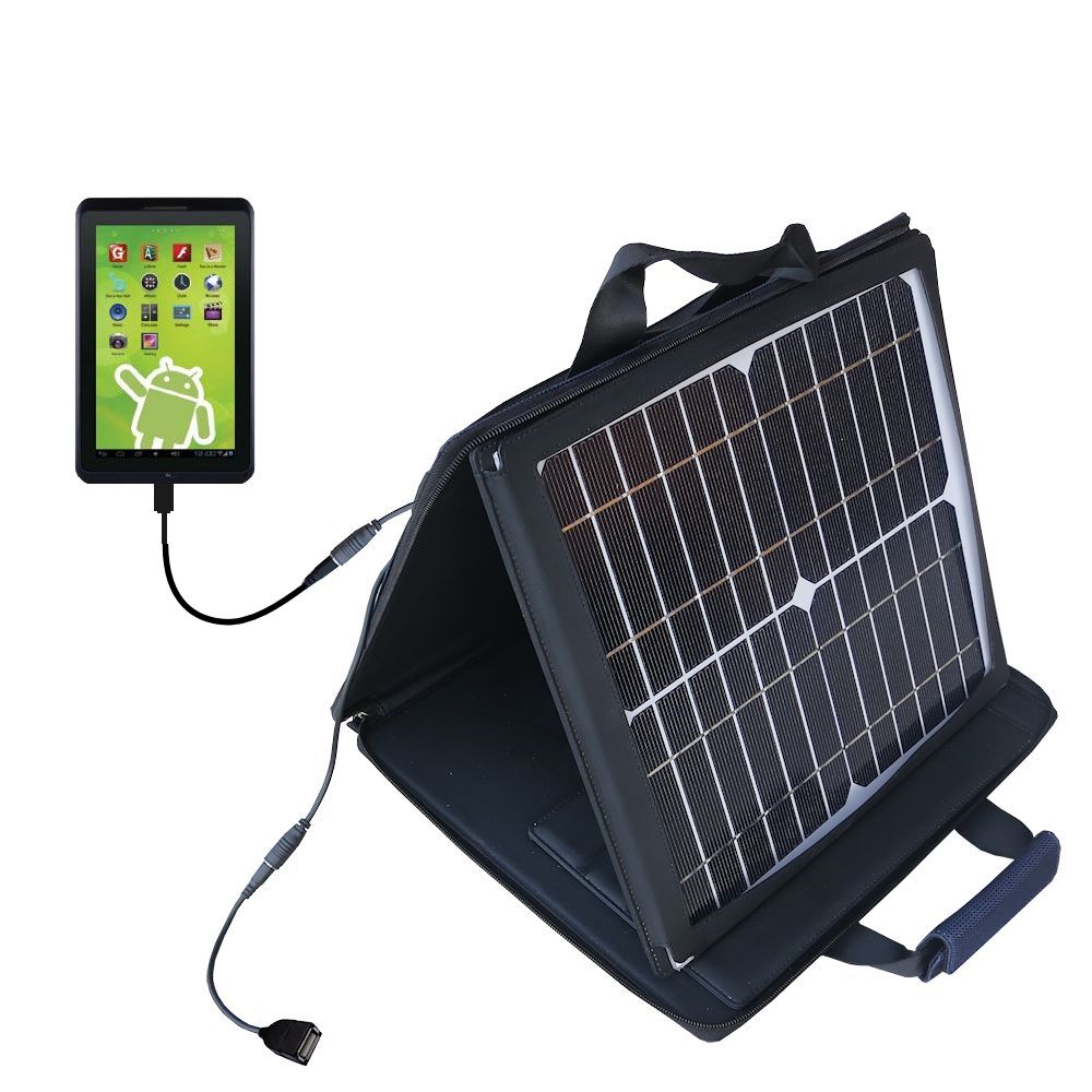 SunVolt Solar Charger compatible with the Zeki 10 Tablet TB1082B and one other device - charge from sun at wall outlet-like speed