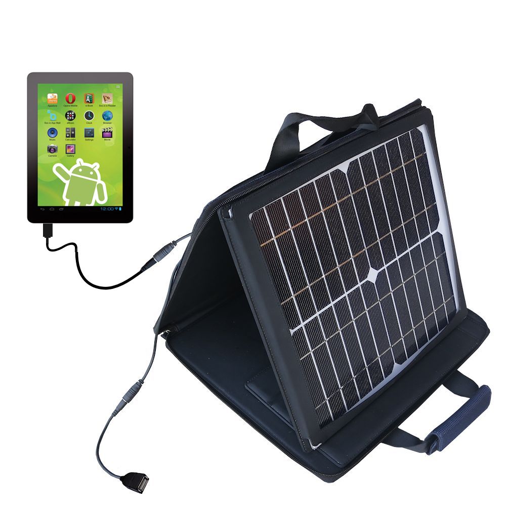 SunVolt Solar Charger compatible with the Zeki Android Tablet TBDB863B and one other device - charge from sun at wall outlet-like speed