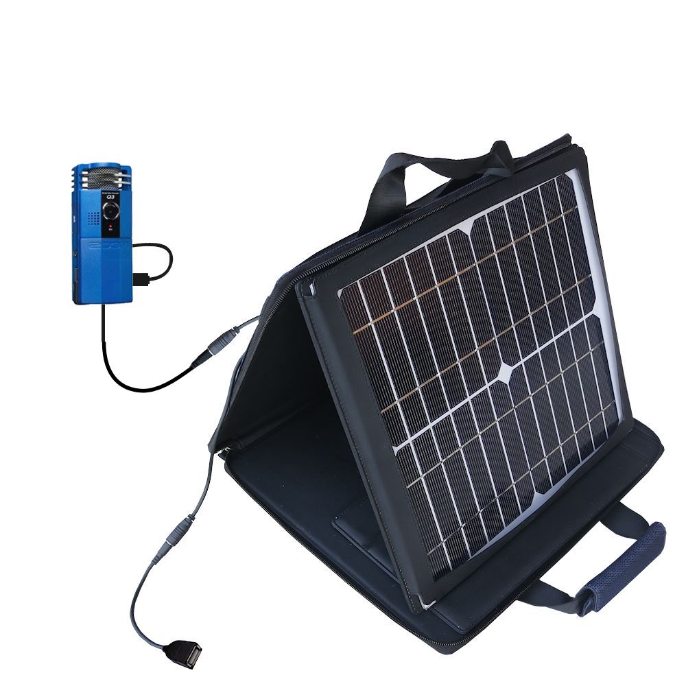 SunVolt Solar Charger compatible with the Zoom Handy Video Recorder Q3 and one other device - charge from sun at wall outlet-like speed