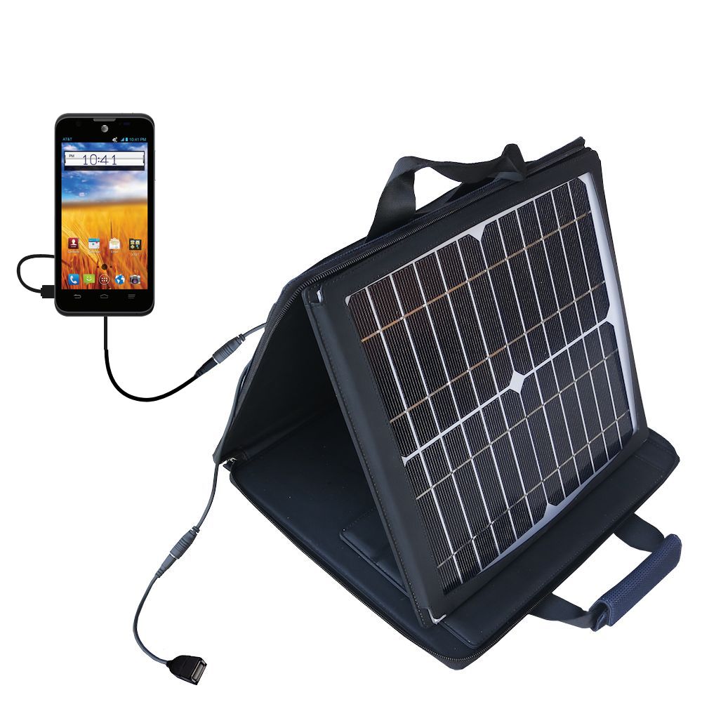 SunVolt Solar Charger compatible with the ZTE Mustang Z998 and one other device - charge from sun at wall outlet-like speed