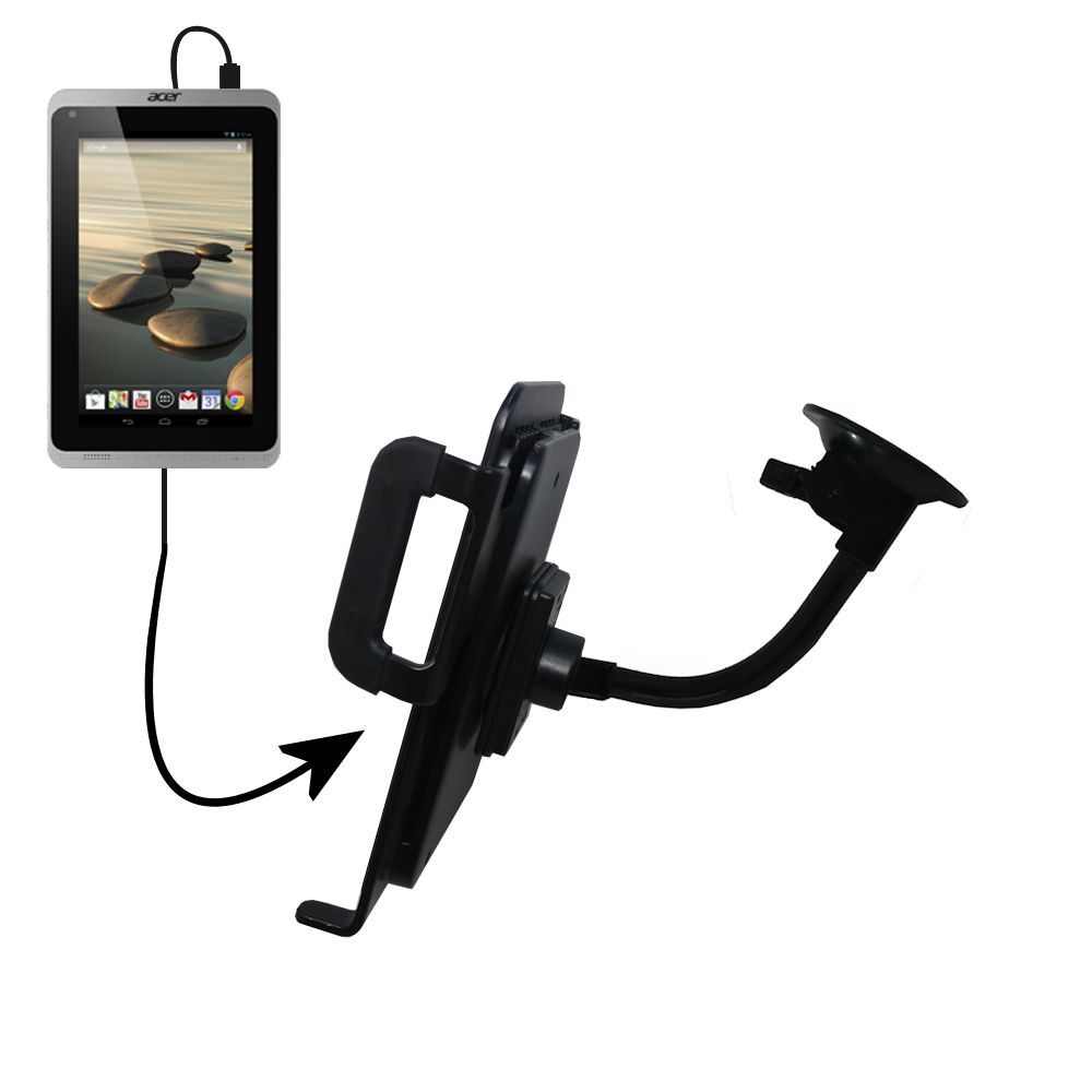 Unique Suction Cup Mount / Holder Stand designed for the Acer Iconia A1-830 Tablet