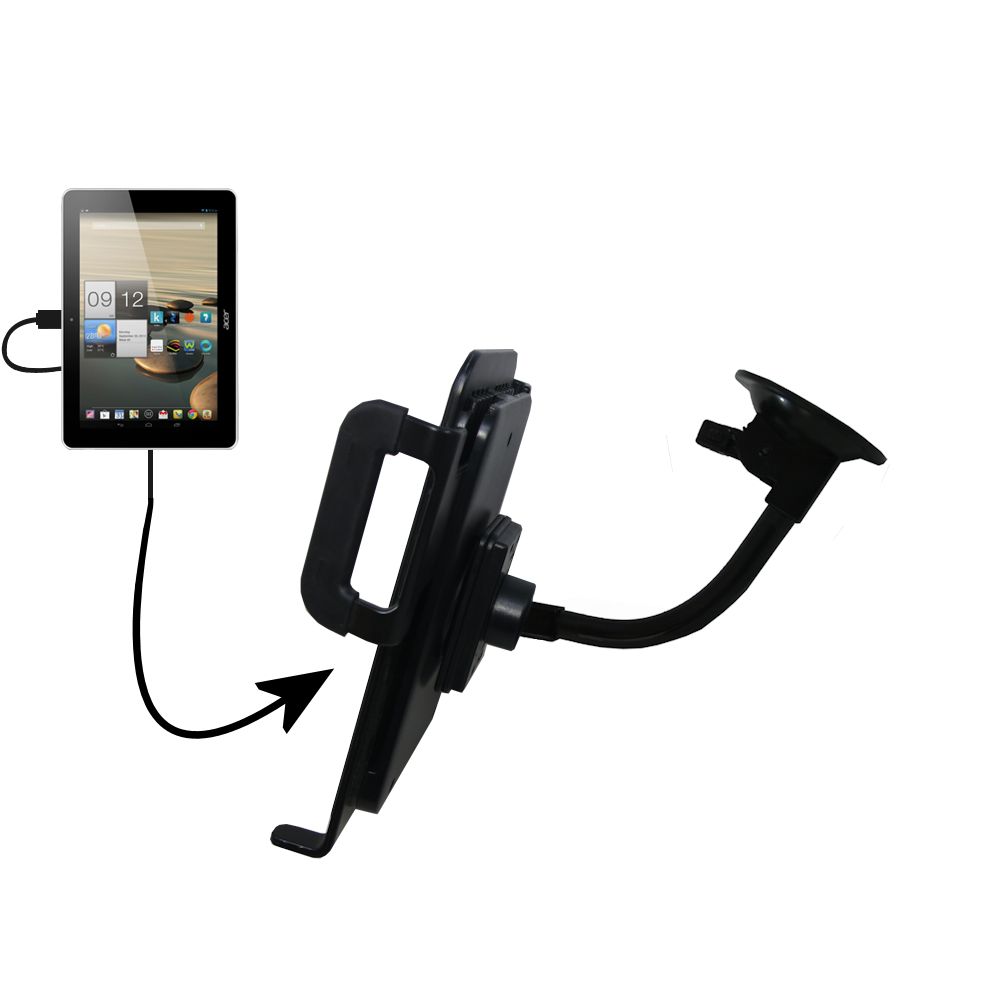 Unique Suction Cup Mount / Holder Stand designed for the Acer Iconia A3 Tablet