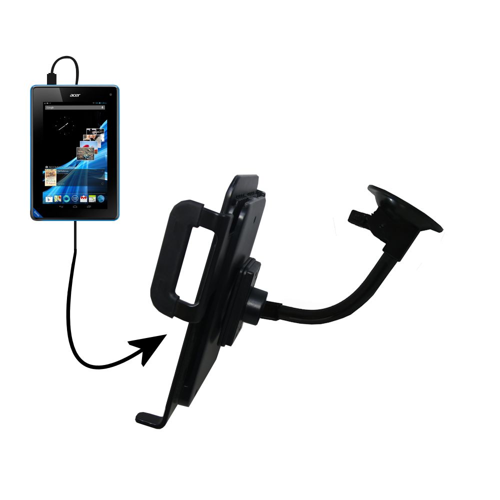 Unique Suction Cup Mount / Holder Stand designed for the Acer Iconia B1 Tablet