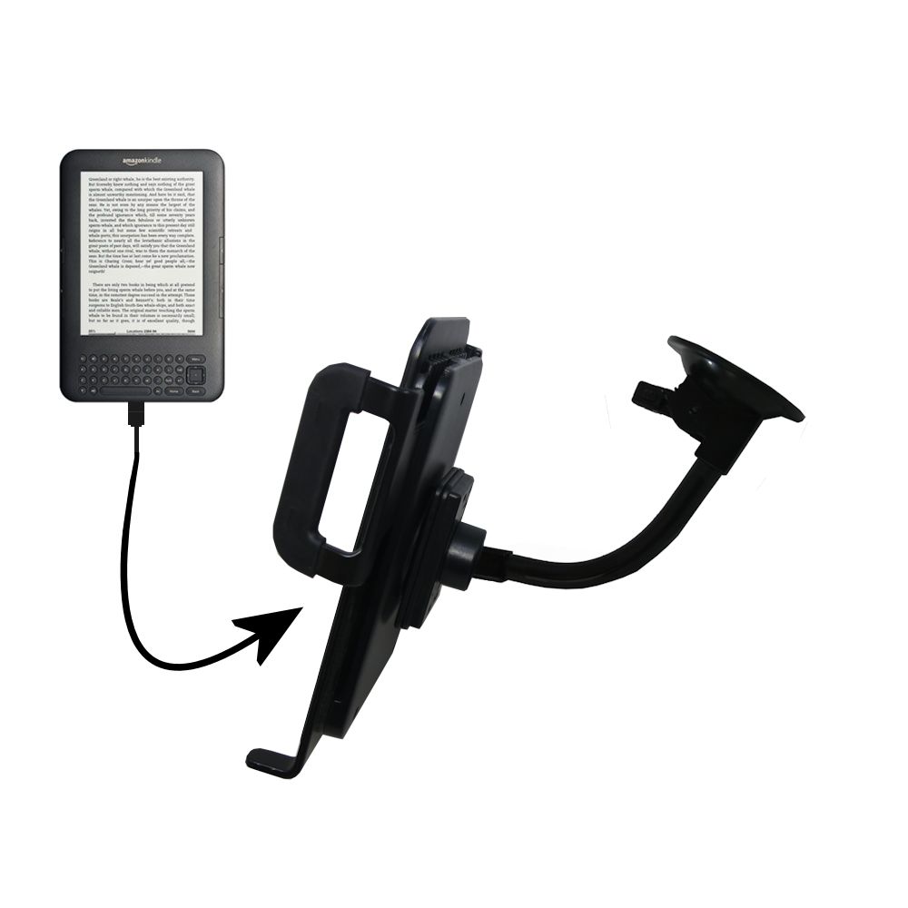 Unique Suction Cup Mount / Holder Stand designed for the Amazon Kindle Latest Generation ( Wi-Fi Free 3G  6in. 9.7in. ) Tablet