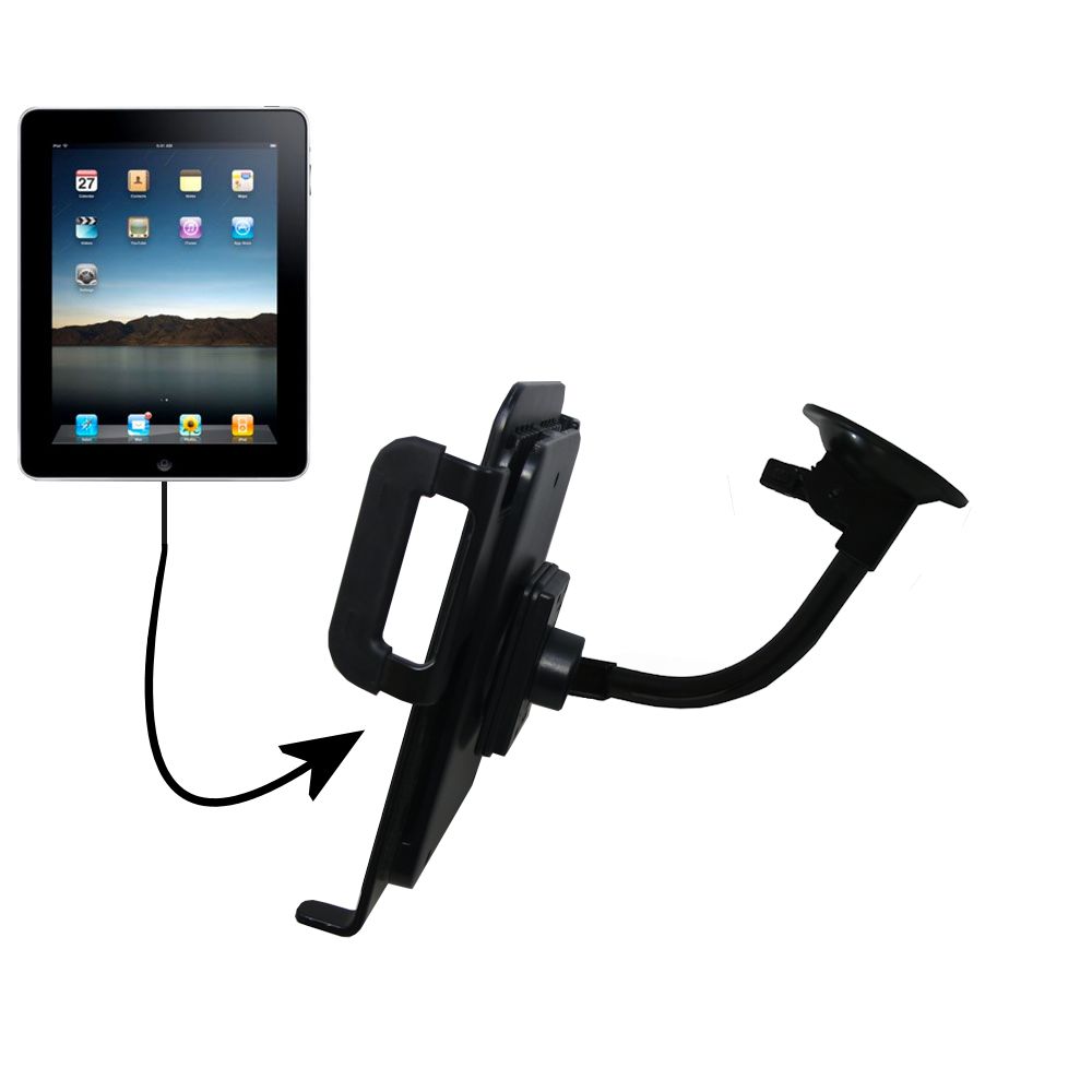 Unique Suction Cup Mount / Holder Stand designed for the Apple iPad - Full Sized Versions (not Mini) Tablet