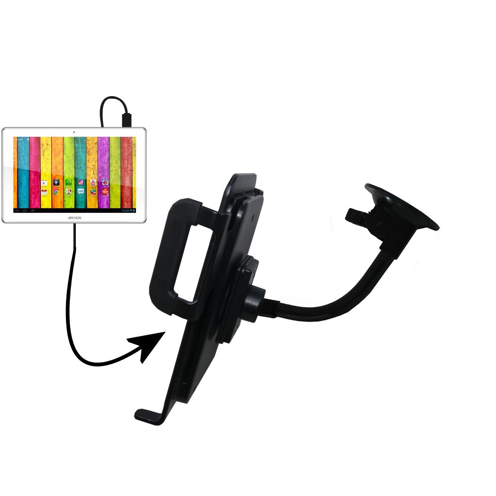 Gooseneck Holder Base with Suction Cup Mount compatible with Archos 101 Titanium Tablet