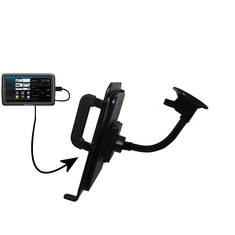 Gooseneck Holder Base with Suction Cup Mount compatible with Arnova 10c G3 Tablet