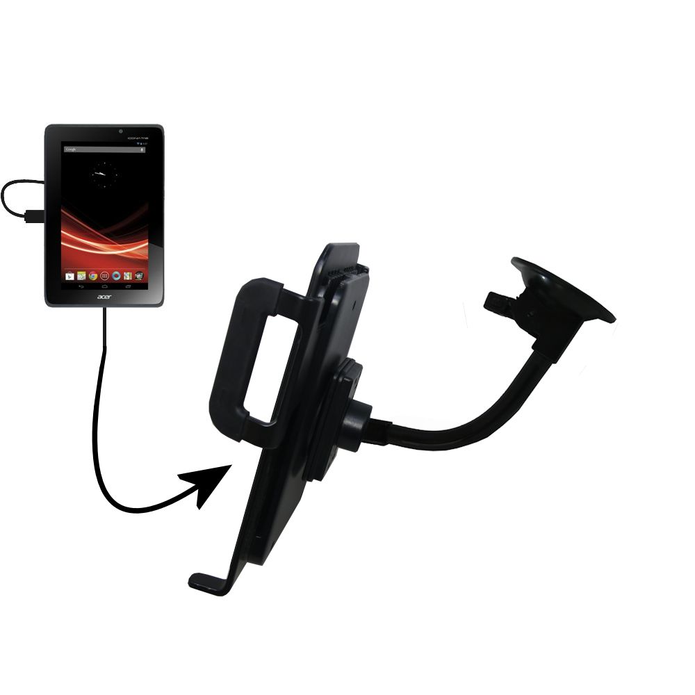 Unique Suction Cup Mount / Holder Stand designed for the Asus Iconia Tab A110 Tablet