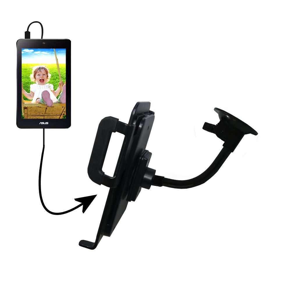 Unique Suction Cup Mount / Holder Stand designed for the Asus MeMOPad HD 7 inch Tablet