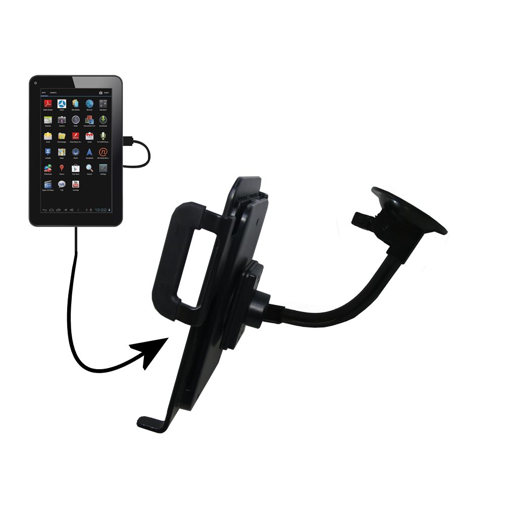 Unique Suction Cup Mount / Holder Stand designed for the Azpen A701 Tablet