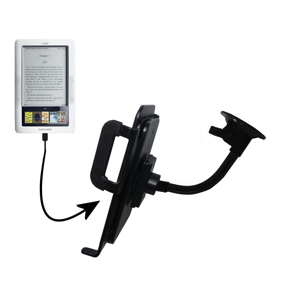 Unique Suction Cup Mount / Holder Stand designed for the Barnes and Noble Nook 3G Wi-Fi  Tablet