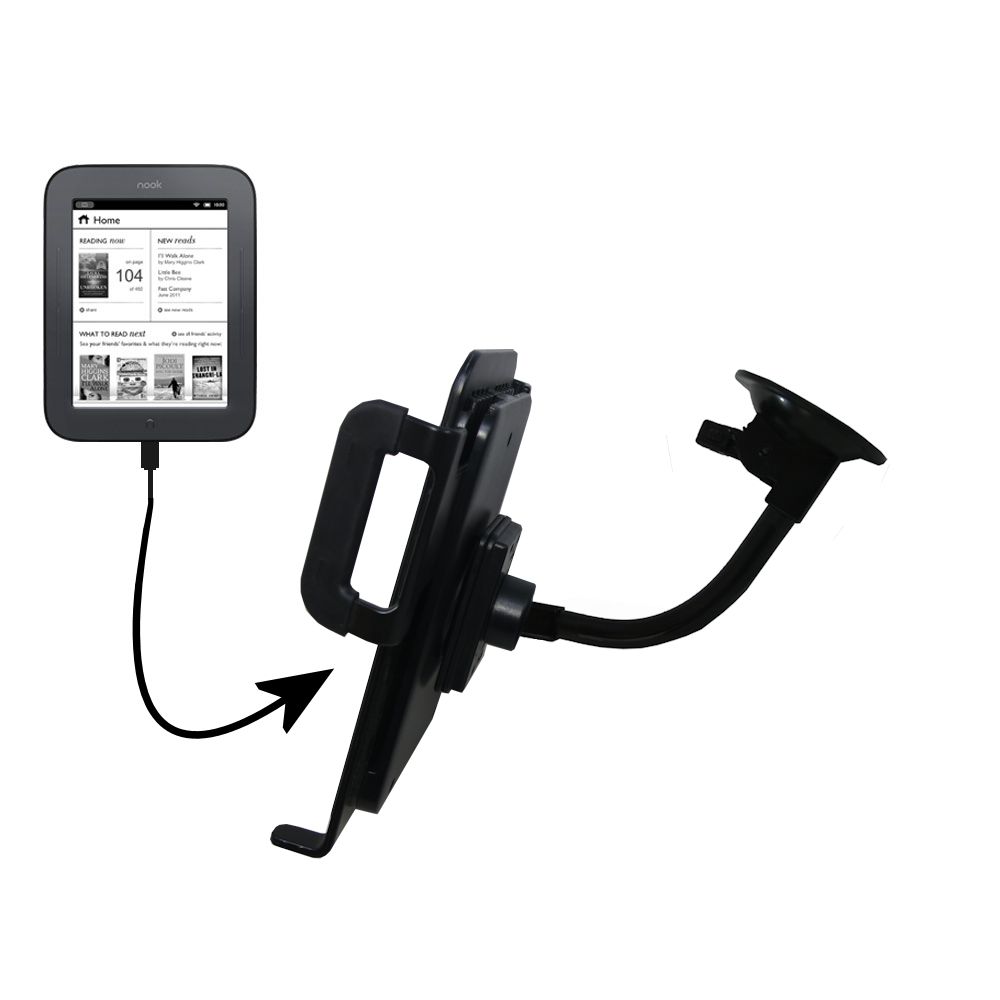 Unique Suction Cup Mount / Holder Stand designed for the Barnes and Noble Nook Simple Touch Tablet